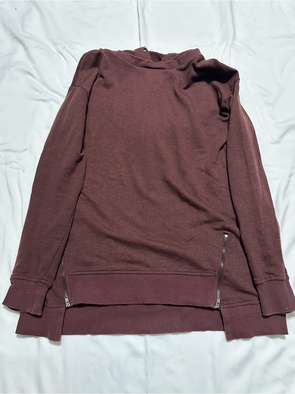 Gilded Intent Maroon Zip-Hem Pullover Sweatshirt